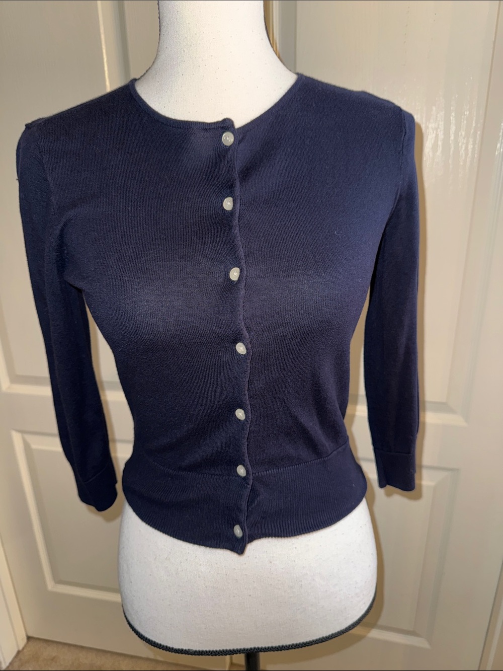 CHAPS - Navy Buttoned Cotton Cardigan - Size XS